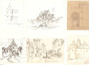 Lange, Ludwig; Lange - Archiv: V.2 Gotik vorw. Deutschland (Profanbauten) - u. a. Linz (Ansichten, Perspektiven)