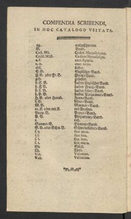 Compendia Scribendi In Hoc Catalogo Usitata