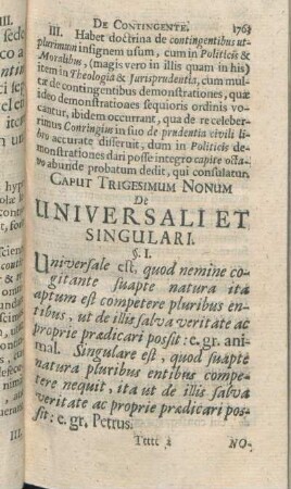 Caput Trigesimum Nonum De Universali Et Singulari.