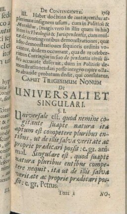 Caput Trigesimum Nonum De Universali Et Singulari.