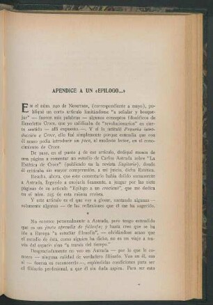 Apendice a un "Epílogo..."