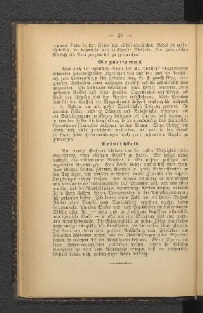 Reinlichkeit.