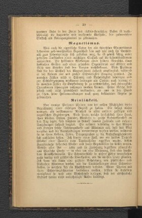 Reinlichkeit.