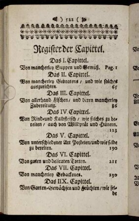 Register der Capittel.