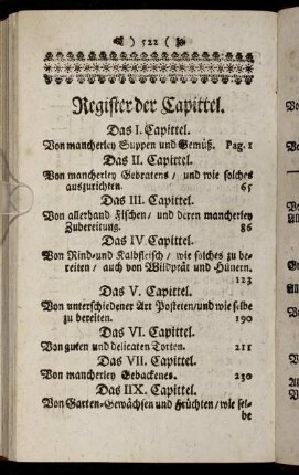 Register der Capittel.