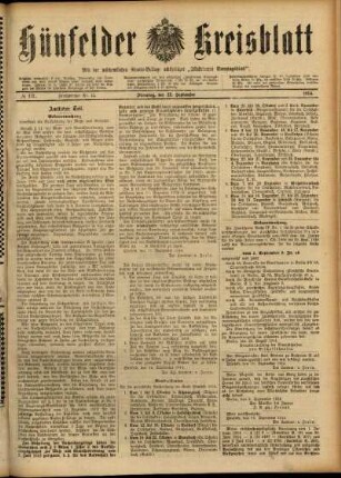 Ausgabe vom Dienstag, den 22. September 1914.