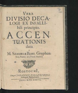 Vera Divisio Decalogi Ex Infallibili principio
