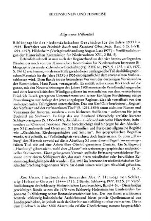 Hector, Kurt :: Herzöge von Schleswig-Holstein-Gottorf, 1544 - 1713, Findbuch des Bestandes Abt. 7, 2 Bde., (Veröffentlichungen des Schleswig-Holsteinischen Landesarchivs, 5 u. 6) : Schleswig, 1977