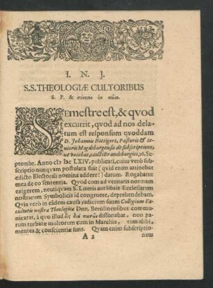 S.S. Theologiae Cultoribus.