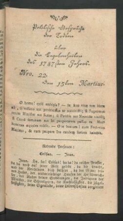 Nro. 22. den 15ten Martius