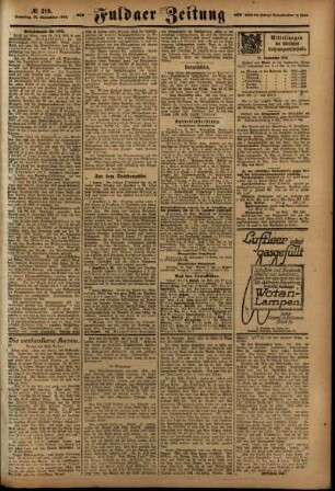 Zweite Ausgabe vom Samstag, den 21. September 1918.