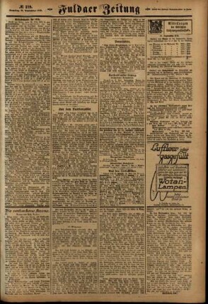 Zweite Ausgabe vom Samstag, den 21. September 1918.