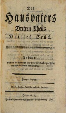 Des Hausvaters ... Theils ... Stück, 3,3. Beschluß der Nachricht von denen vornehmsten zur Speise dienenden Obstsorten und Früchten