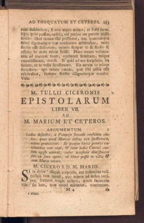 Liber VII. Ad M. Marium Et Ceteros