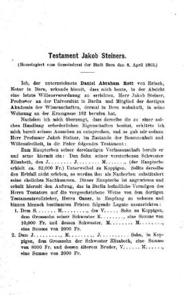 Testament Jakob Steiners.