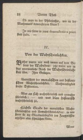 IV. Von der Wahrscheinlichkeit