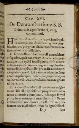 Cap. XVI. De Demonstratione S. S. Trinitatis à posteriori, eaq; communiori
