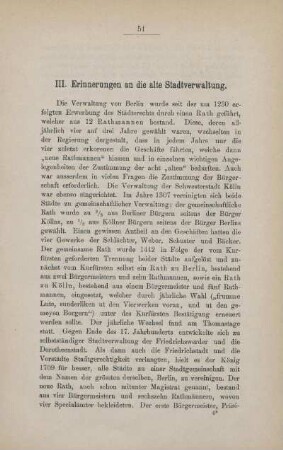 III. Erinnerungen an die alte Stadtverwaltung