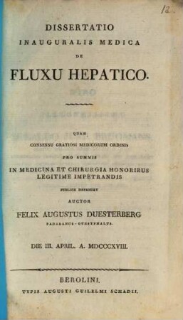 Diss. inaug. med. de fluxu hepatico