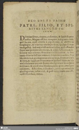Deo Uni Et Trino Patri, Filio, Et Spiritui Sancto Sacrum