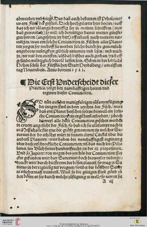 Die Erst Underscheidt dieser Practica [...]