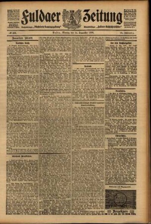 Zweite Ausgabe vom Montag, den 14. Dezember 1908.