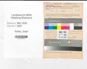 Entnazifizierung Josef Pohle , geb. 26.10.1906 (Tierarzt)