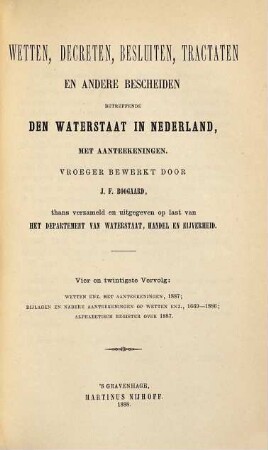 Wetten, decreten, besluiten, tractaten en andere bescheiden betreffende de waterstaat in Nederland. 24. 1887 (1888)