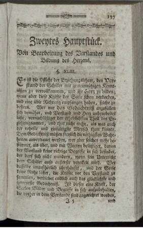 Zweytes Hauptstück. Von Bearbeitung des Verstandes und Bildung des Herzens