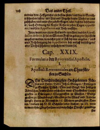 Cap. XXIX. Formularia der ReverentialAposteln.