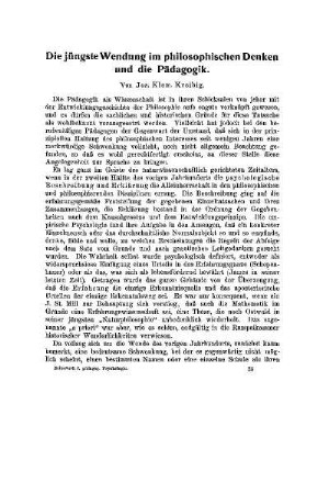 Die jüngste Wendung im philosophischen Denken und die Pädagogik