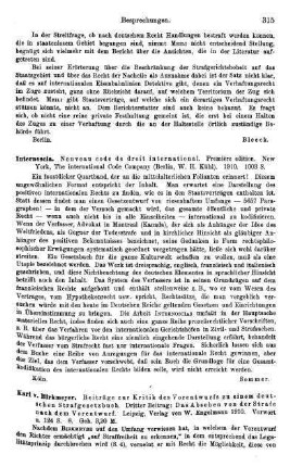 315, Internoscia. Nouveau code de droit international. 1910
