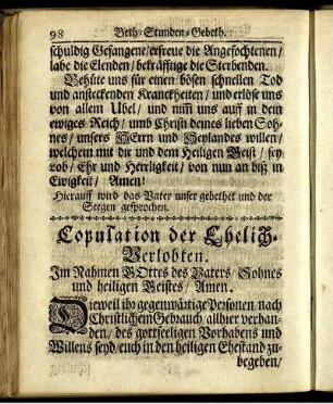 Copulation der Ehelich-Verlobten.