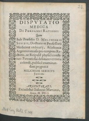 Disputatio Medica De Purgandi Ratione