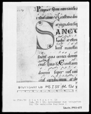 Monastisches Antiphonale — Initiale S, Folio 13verso