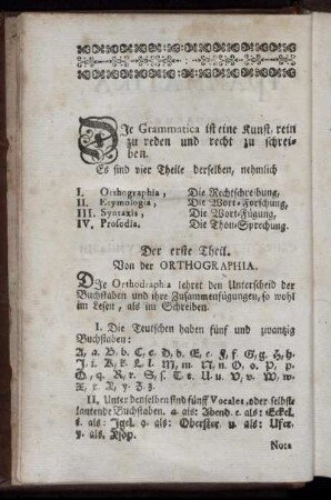 Der erste Theil. Von der Orthographia.