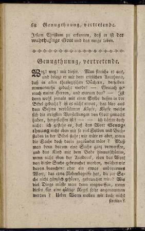 Genugthuung, vertretende