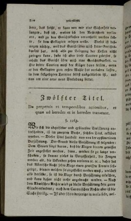 Zwölfter Titel. De prepetuis et temporalibus actionibus, et quae ad heredes et in heredes transeunt.