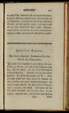 Zwölftes Kapitel. Von dem plötzlichen Zusammenfallen der Brüste bey Säugenden.