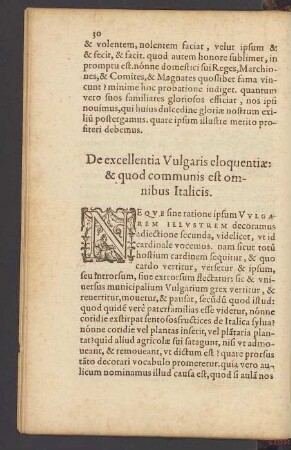 De excellentia Vulgaris eloquentiae: & quod communis est omnibus Italicis.