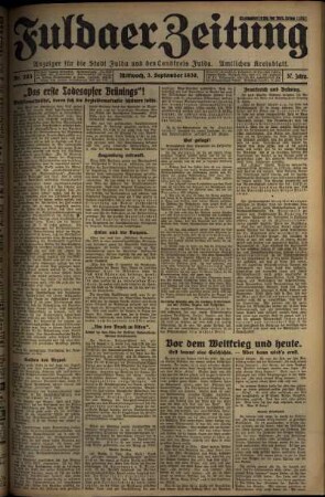 Erste Ausgabe vom Mittwoch, den 03. September 1930.