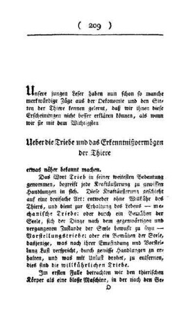 Ueber Triebe und das Erkenntnisvermögen der Thiere
