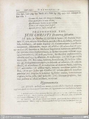 Phaenomenon VIII. Jesu Christi Fraterna salvatio