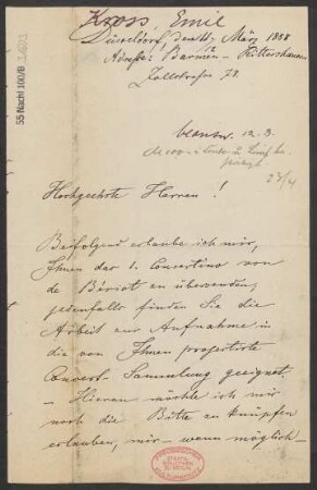 Brief an B. Schott's Söhne : 11.03.1888