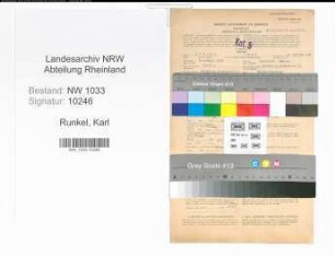 Entnazifizierung Karl Runkel , geb. 06.01.1906 (Polizeibeamter)