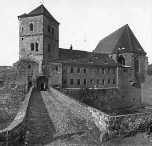 Halle (Saale), Moritzburg, von Osten, Torturm, Lazarettgebäude und Kapelle St. Maria Magdalena