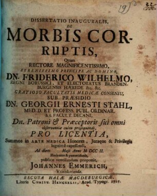 Diss. inaug. de morbis corruptis