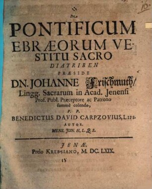 De pontificum Ebraeorum vestitu sacro diatriben