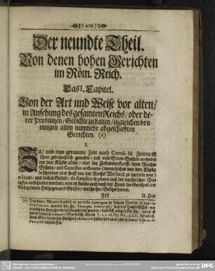 Der neundte Theil. Von denen hohen Berichten im Röm. Reich