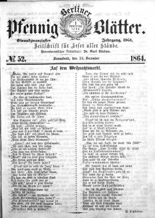 No. 52, Sonnabend, den 24. December 1864